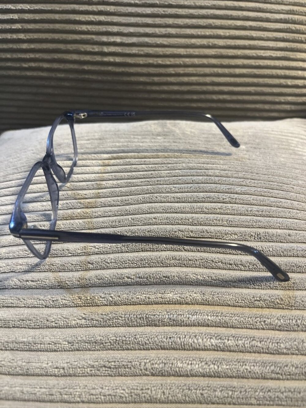 Tom Ford FT5696B 090 Shiny Transparent Blue/Blue Block 56mm Rectangle Frame - Picture 3 of 11